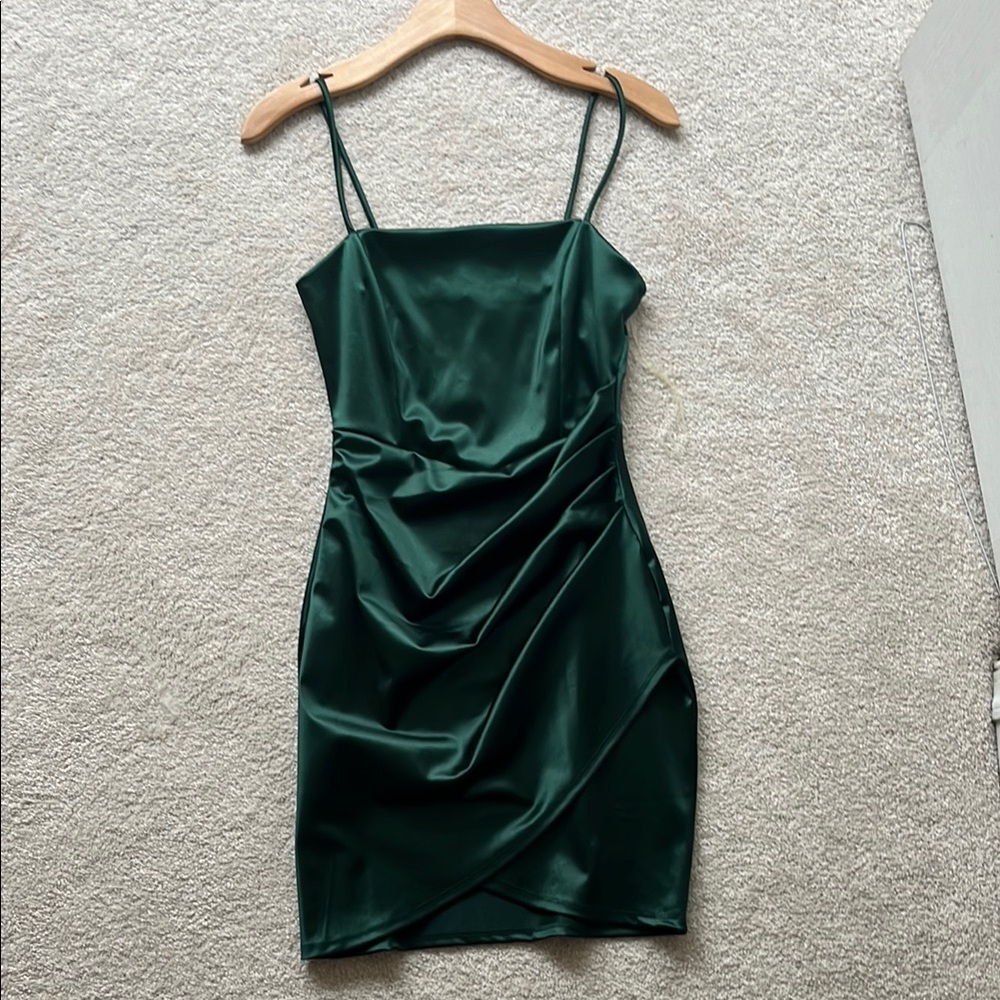 Windsor Forest Green Satin Mini Dress